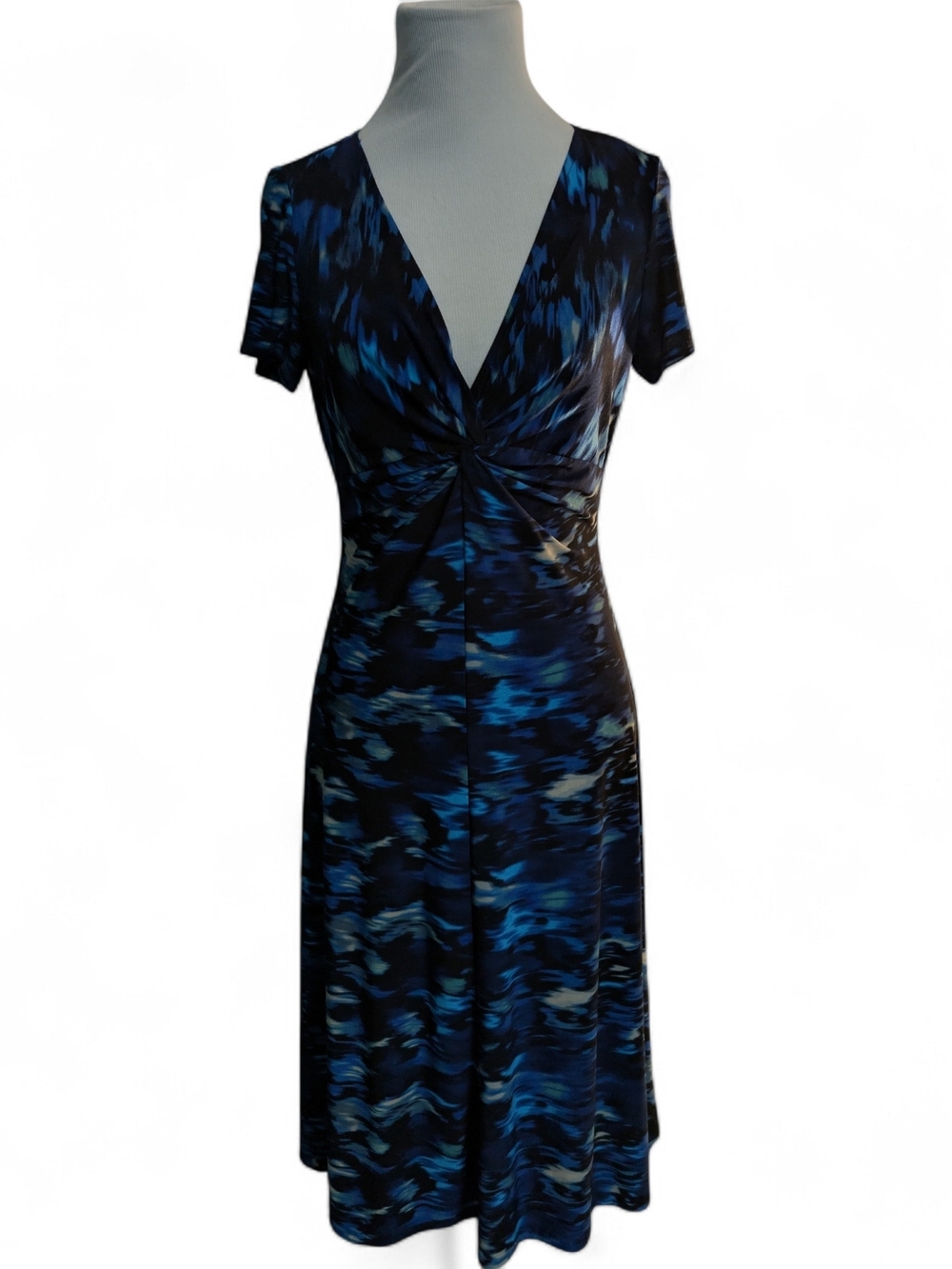 G.H. Bass & Co. Black and Blue Short-Sleeve Midi Dress